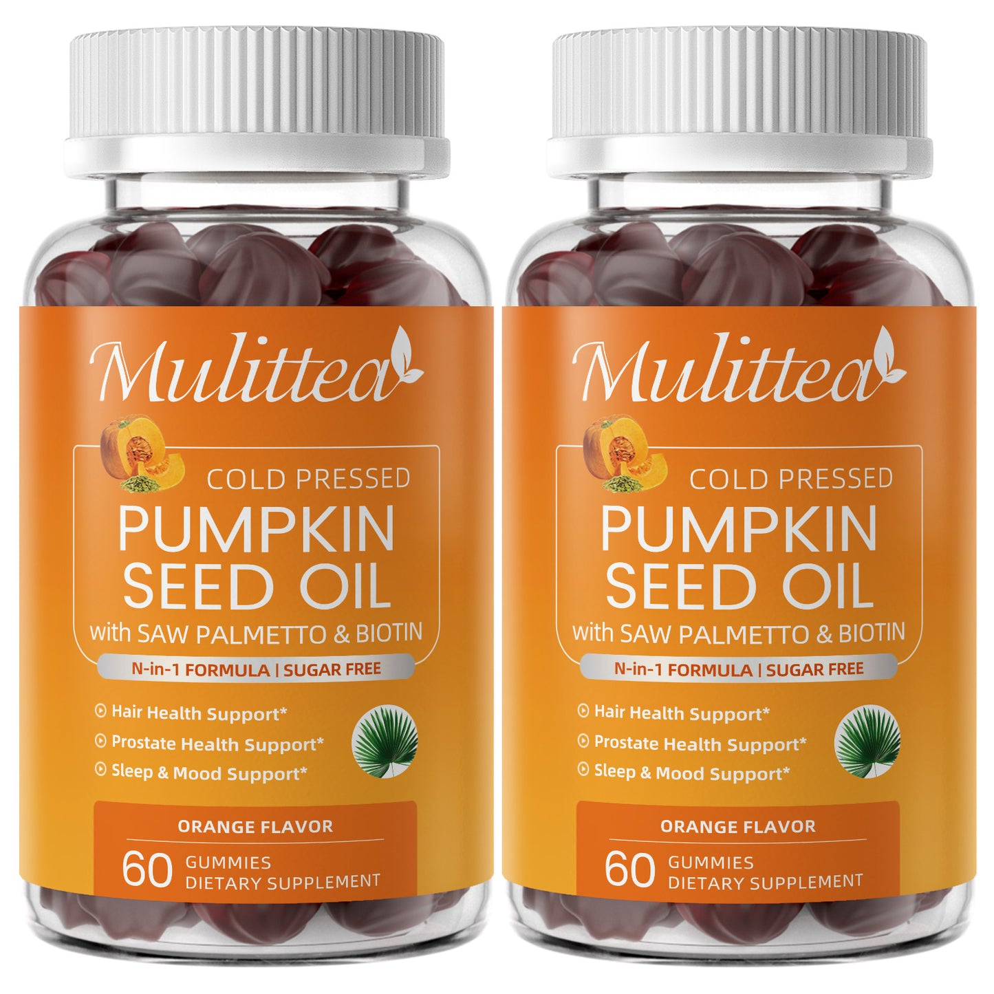 Pumpkin Seed Oil Gummies for Prostate Health, Immune & Urinary Tract Support, Hair & Skin Health - Cold Pressed Pumpkin Seed Oil with Saw palmetto - Vegan, Sugar Free - Orange Flavor, 60 Count