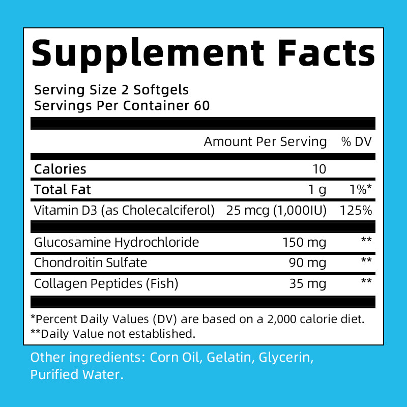Glucosamine Chondroitin Joint Support Complex with OptiMSM & Collagen Peptides – For Healthy Joints, Hair, Skin & Nails – Gluten Free