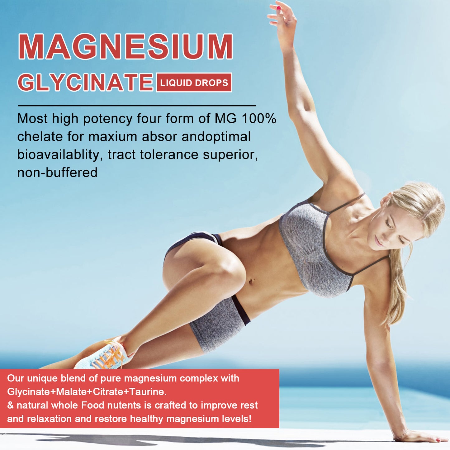 Magnesium Glycinate,Malate, Taurate & Citrate Complex Liquid Drop w/ Vitamin B,C,D,K,Potassium, Superfood Advanced Absorption- Bone Health, Nerves, Muscles & Energy Support Supplement-60 Days