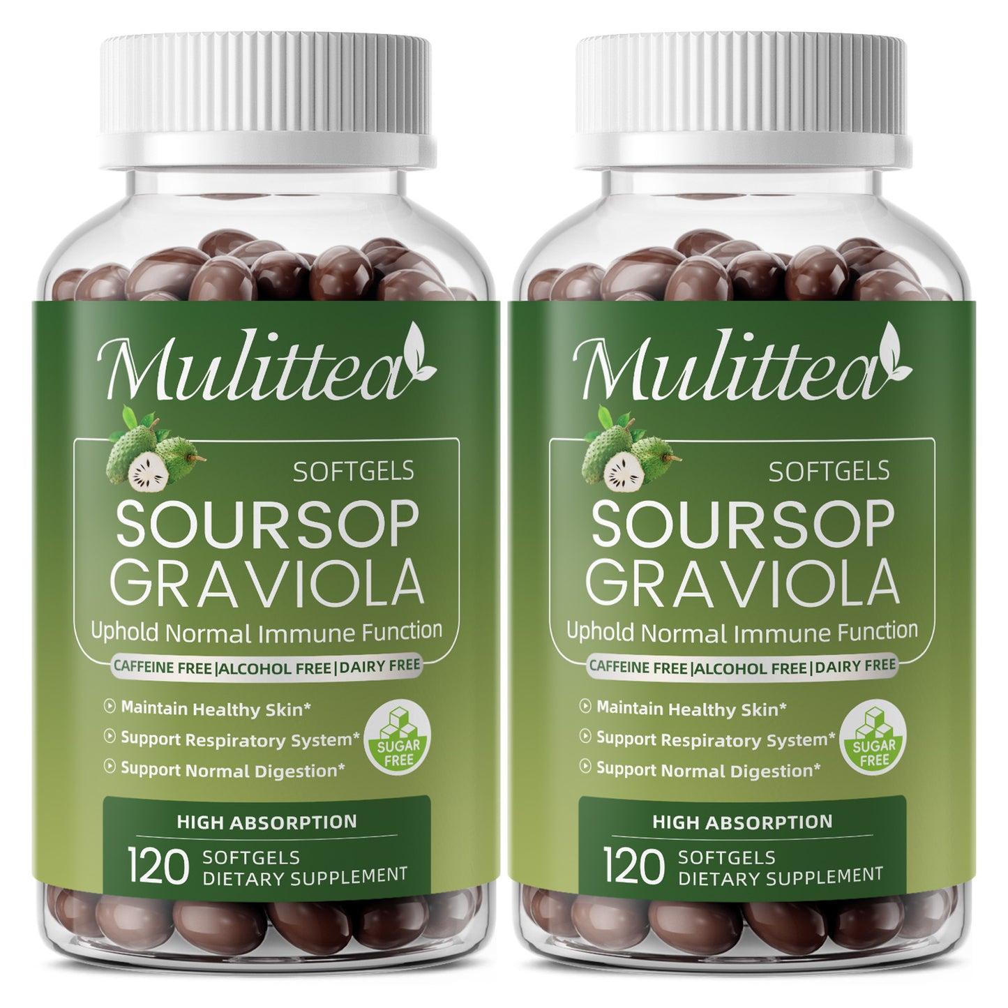 Mulittea® Soursop Premium Extract Softgels – Pure Graviola 10:1 Leaf Formulation