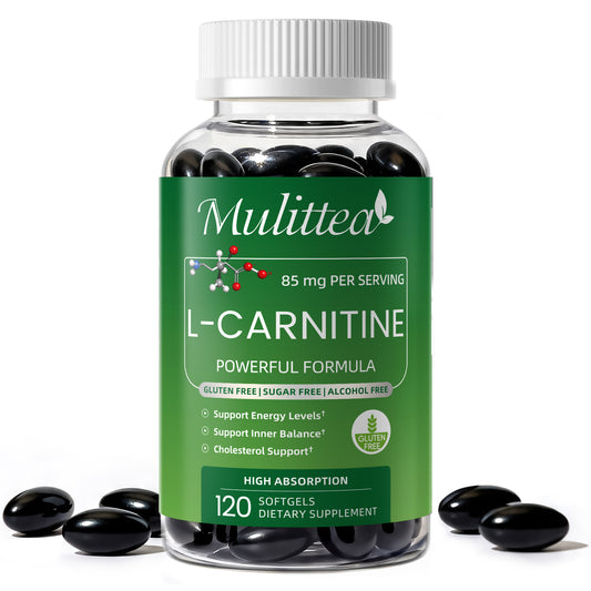 Mulittea® L-Carnitine Softgels - Premium L-Carnitine Tartrate 300mg Per Serving for Energy Production, Lipid Metabolism & Brain Health Support (120 Softgels)