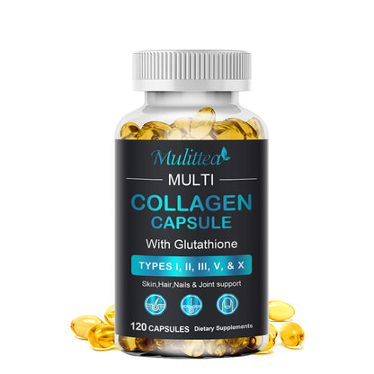 Mulittea Collagen Capsules with Vitamin C – Antioxidant Support for Healthy Skin, Hair & Nails – 60 Capsules – Non-GMO, Gluten-Free