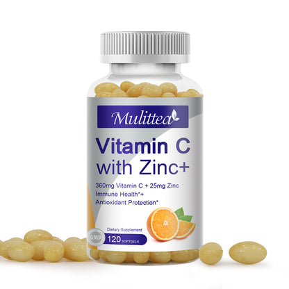 Vitamin C with Zinc – 1000mg Vitamin C + 20mg Zinc for Immune Support, Antioxidant & Energy – Vegan Capsules