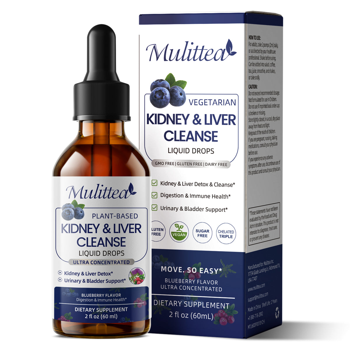 Mulittea 27-in-1 Kidney & Liver Cleanse Drops | 2 fl oz (60ml)