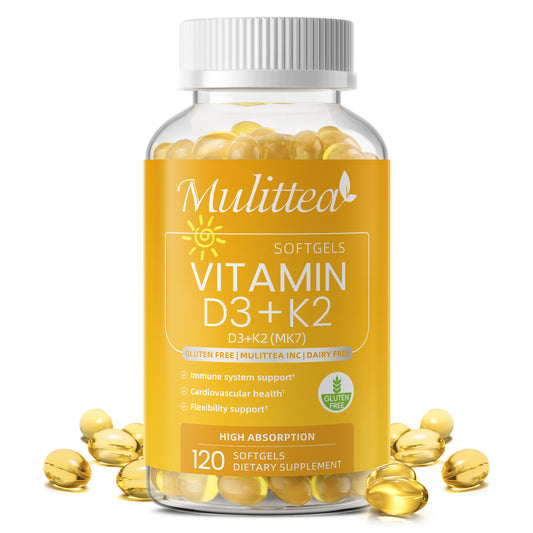 Mulittea® Vitamin D3 + K2 (MK7) Softgels | High Absorption Bone & Cardiovascular Matrix