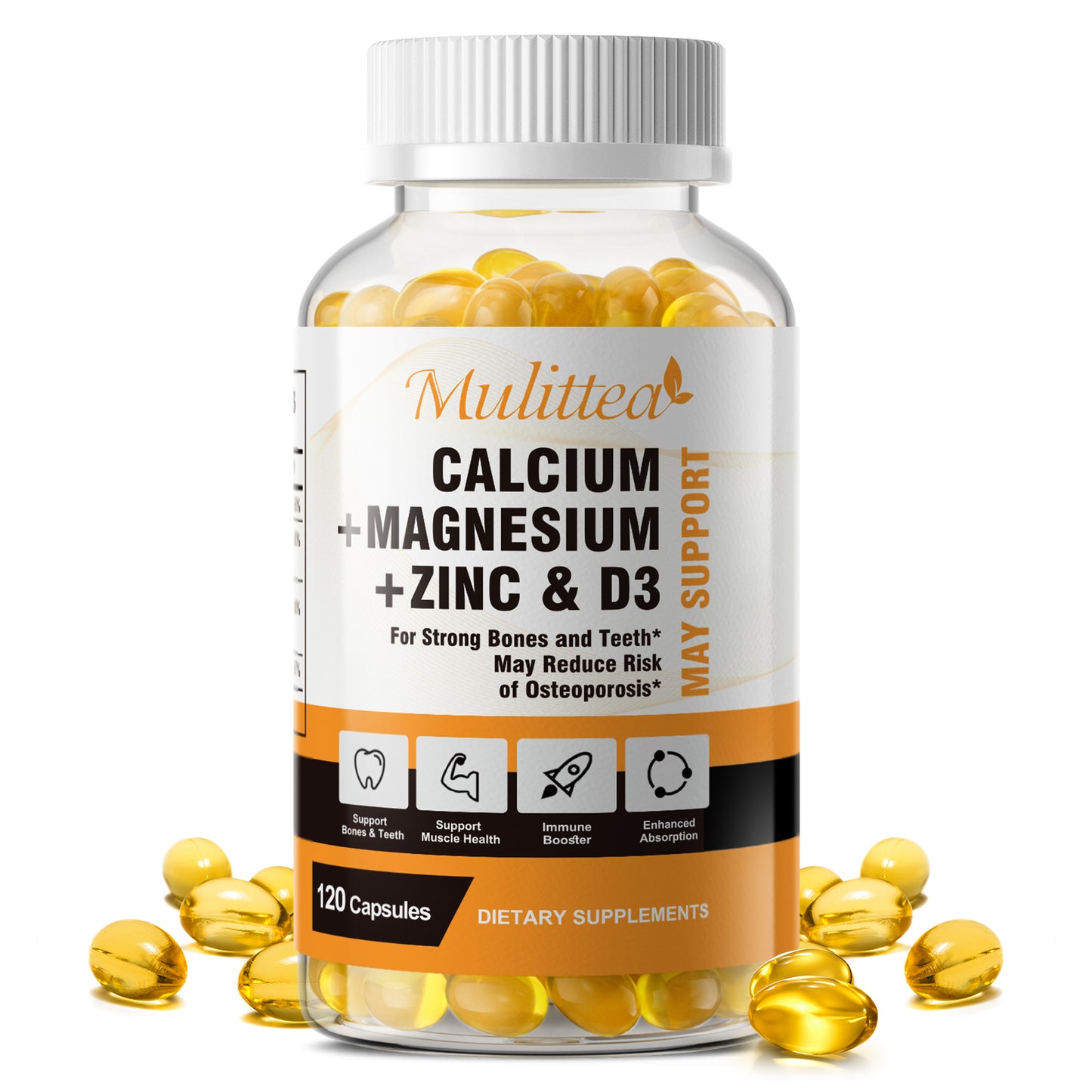 Mulittea Cal Mag Zinc Capsules | With Vitamin D3 | Bone, Heart, Nerve & Immune Support