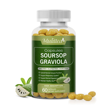 Mulittea Soursop Graviola Capsules – 1000mg per Serving – 120 Capsules