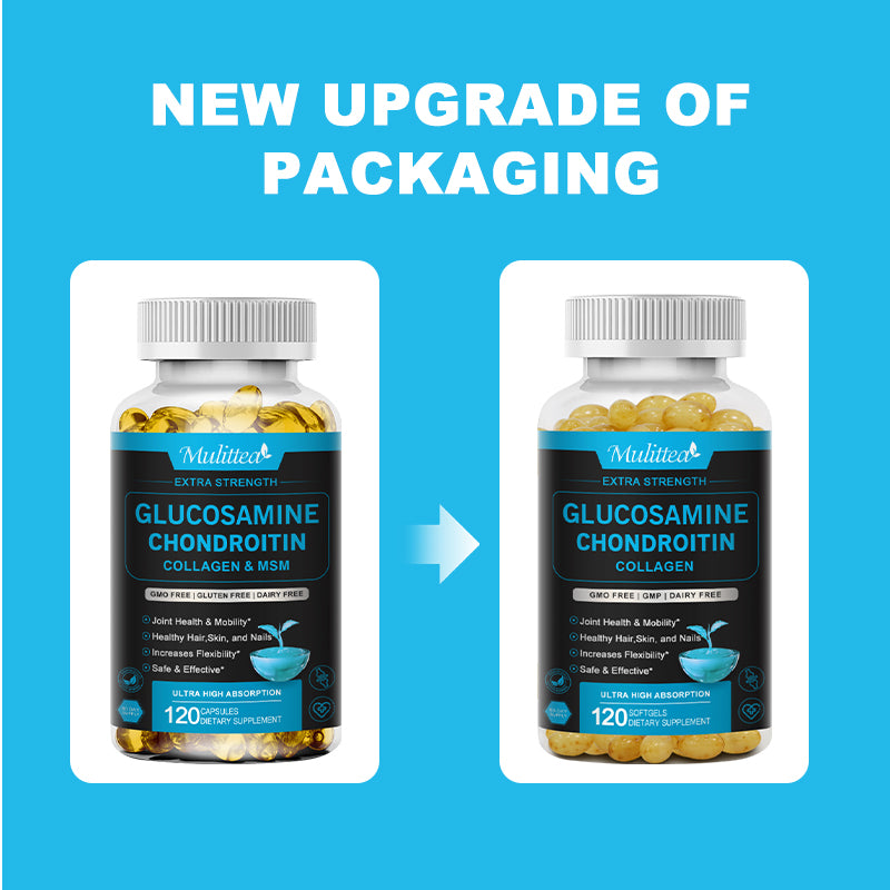 Glucosamine Chondroitin Joint Support Complex with OptiMSM & Collagen Peptides – For Healthy Joints, Hair, Skin & Nails – Gluten Free
