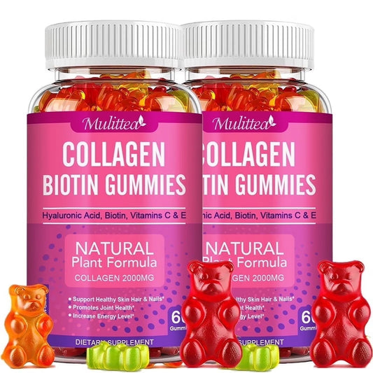 Collagen Vitamin Gummies With Biotin,Zinc for Hair, Skin, Nails, Immune Support -60Ct(2 Pack)
