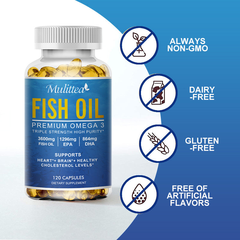 Mulittea Fish Oil Premium Omega3 1200 mg Cápsulas, apoya la salud del corazón 