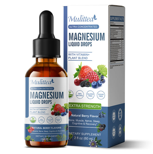 Liquid Magnesium Glycinate Drops  – High‑Absorption Magnesium Complex w/ D3, B6, K2, L‑theanine – Berry Flavor, Sugar‑Free, Gentle on Stomach (Kids & Adults)