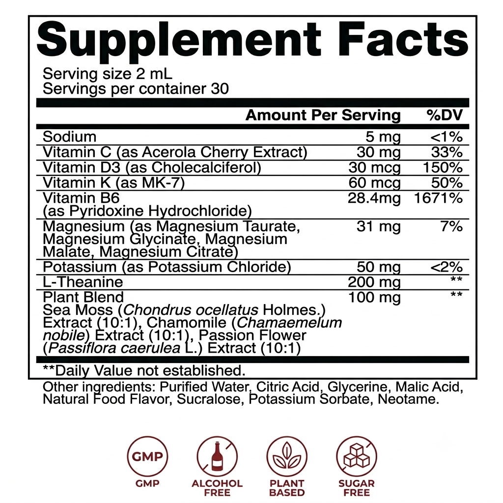 Triple Magnesium with Potassium & L-Theanine Drops | 2 fl oz (60ml)