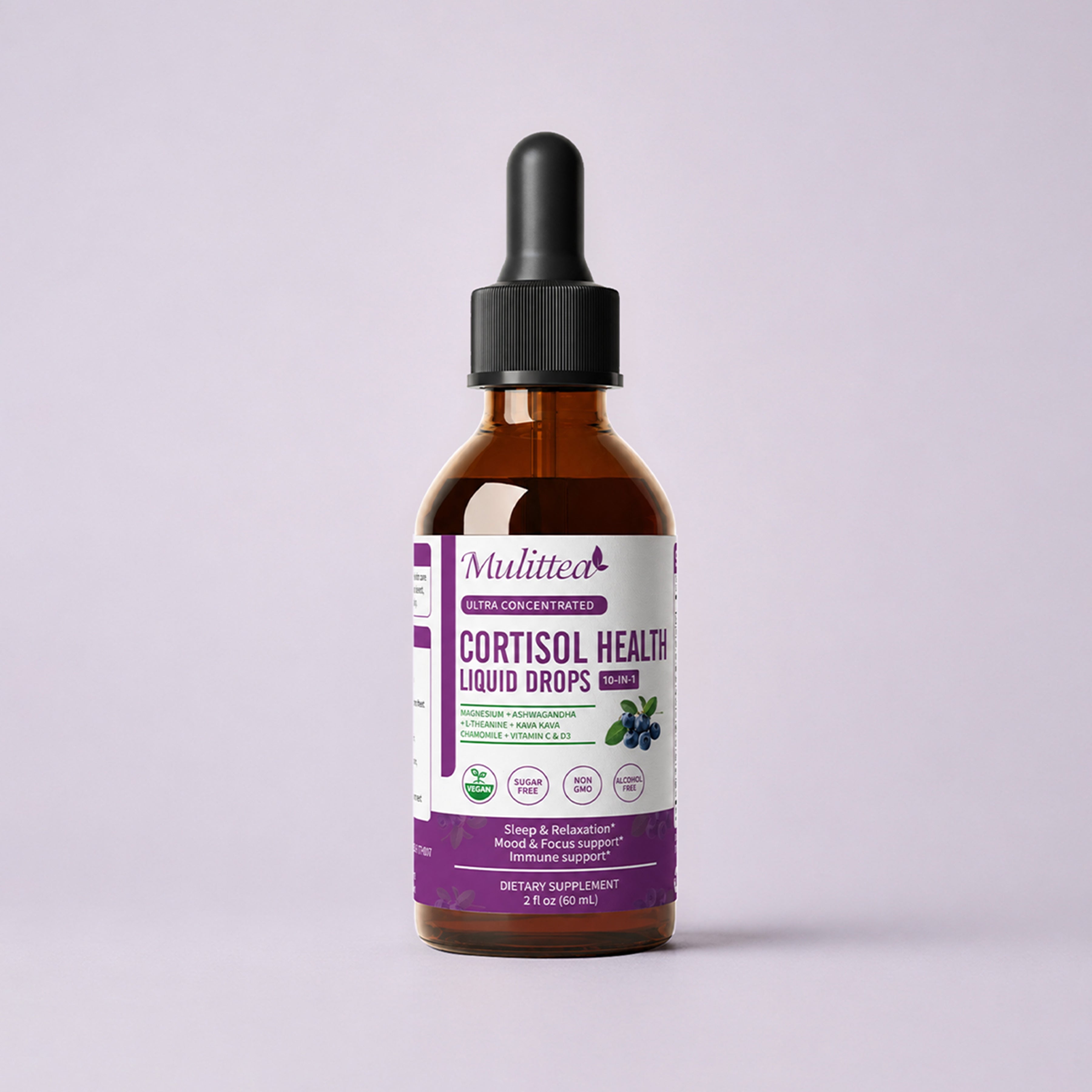 Cortisol Support Liquid Drops with Ashwagandha | 2 fl oz (60ml)