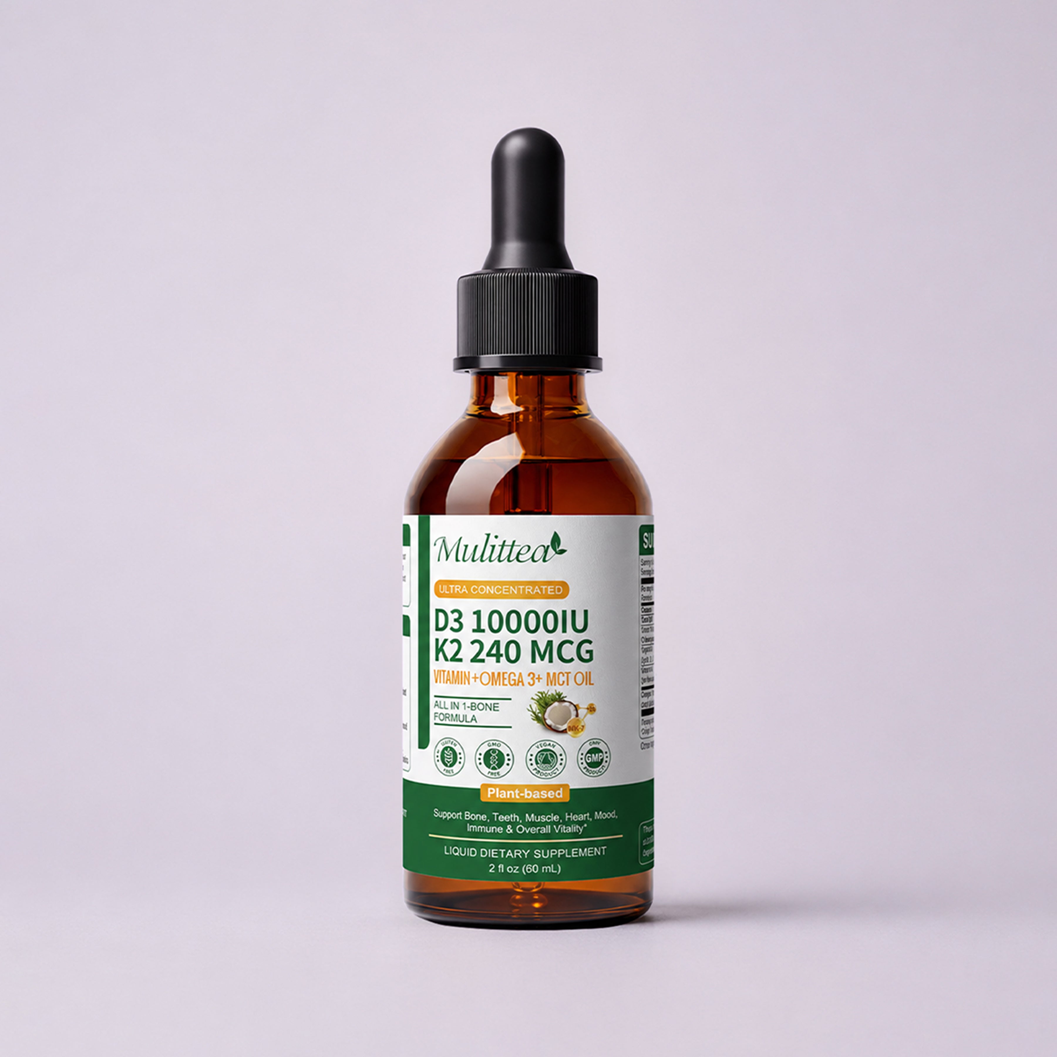 Vitamin D3 + K2 MK7 Drops | 2 fl oz (60ml)