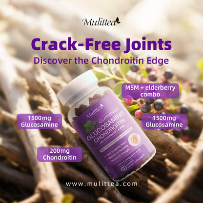 Glucosamine Chondroitin Gummies - Extra Strength Joint Support Gummies with MSM & Elderberry for Natural Joint Support supplement, Antioxidant Immune Support for Adults, Men & Women