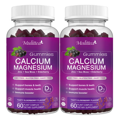 MULITTEA Calcium Magnesium Zinc Gummies with High Absorption Magnesium Glycinate 200mg
