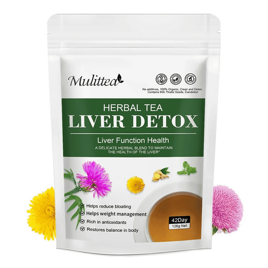 Mulittea Liver Detox Tea with Dandelion Root, Milk Thistle & Turmeric for Colon Liver Cleanse, Promote Metabolism, Support Gut Health, 42 Days Supply