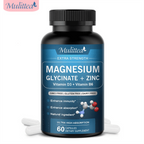 Mulittea Magnesium Glycinate 500mg with Zinc, Vitamin D3+ Vitamin B6, High Absorption 60 Vegan Capsules (Gluten Free & Non-GMO), Enhance Immunity