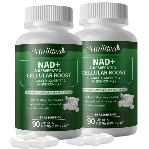 Mulittea Nicotinamide Riboside Complex Capsules with Quercetin, Resveratrol, NAD+ Supplement, 180 Vegan Capsules for Cellular Energy Support & Metabolic Health
