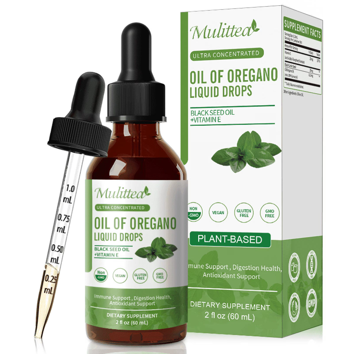 Oregano Oil Drops | Oil of Oregano Liquid Drop | Herbal Blend for Immune Support | Digestive Health | 60ML 2 Fl Oz