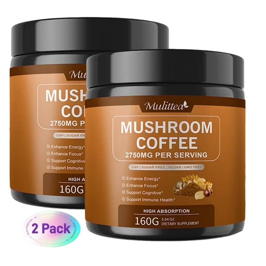 Organic Mushroom Coffee with Ashwagandha & Collagen – Lion’s Mane, Cordyceps & Chaga Blend for Energy & Immune Support, Focus & Mental Clarity, 2500mg Superfood Blend, 100 Servings