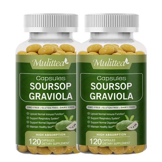 Soursop Graviola Capsules 1000mg Soursop Graviola Leaf & Fruit Extract | 120 Capsules | High Potency | Non-GMO, Gluten Free