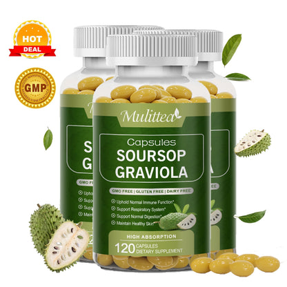 Mulittea Soursop Graviola Capsules – 1000mg per Serving – 120 Capsules