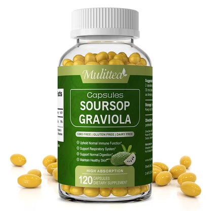 Soursop Graviola Capsules,Immune Boost, Relax, Liver and Sleep - 120 Caspules Herbal Supplement