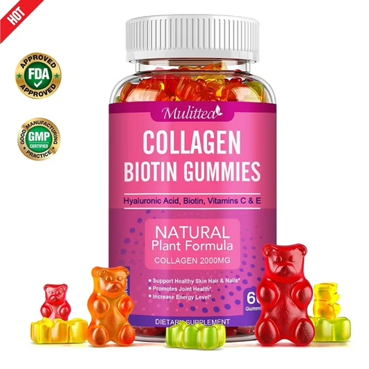 Collagen Gummies - Collagen Gummy Antioxidant with Biotin, Zinc, Vitamins C & E - For Hair, Skin and Nails , 2000mg 60ct