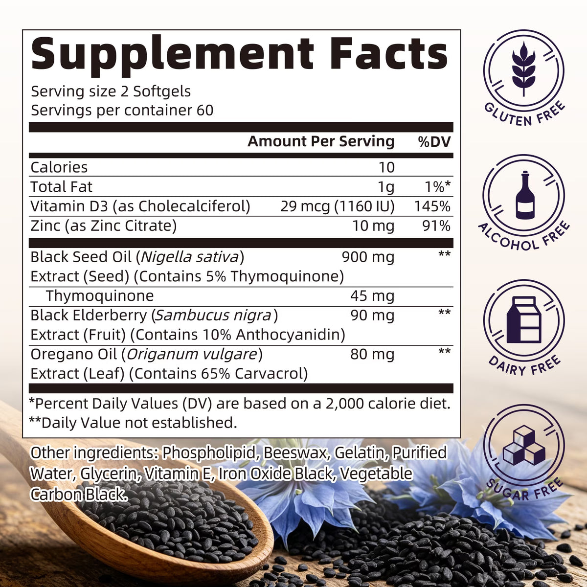 (2 Pack)Black Seed Oil Supplement, Cold Pressed Black Cumin Seed Oil, 120 Easy Swallow Softgels