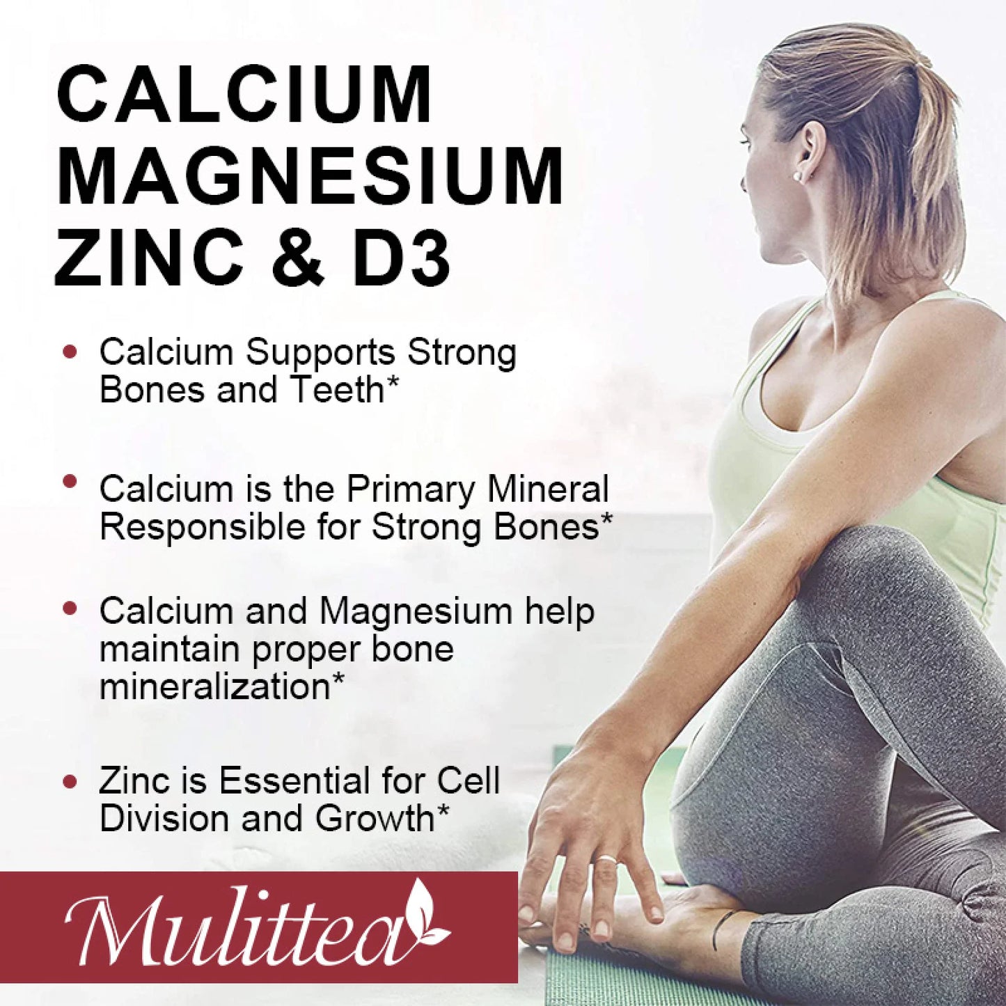 (2 Pack)Mulittea Calcium Magnesium Zinc Softgels with Vitamin D3,Supports Strong Bones,Muscle,Nervous System Health,Total 240 Capsules