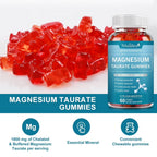 Magnesium Taurate Gummies,Amino Acid 1800mg Supplement,Supports Liver,Heart,Brain & Visual Health,60 Gummies