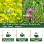 Mulittea Liver Detox Tea with Dandelion Root, Milk Thistle & Turmeric for Colon Liver Cleanse, Promote Metabolism, Support Gut Health, 42 Days Supply