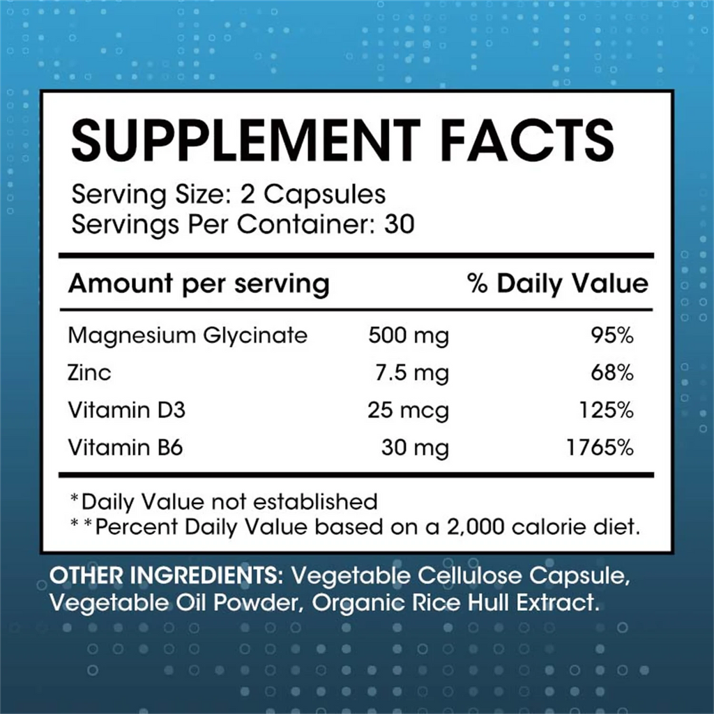 High-Absorption Magnesium Glycinate 500mg with Zinc, Vitamin D3 B6, Support Mood, Brain & Immune Health, 60 Vegan Pills, 2 Month Supply