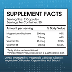 High-Absorption Magnesium Glycinate 500mg with Zinc, Vitamin D3 B6, Support Mood, Brain & Immune Health, 60 Vegan Pills, 2 Month Supply