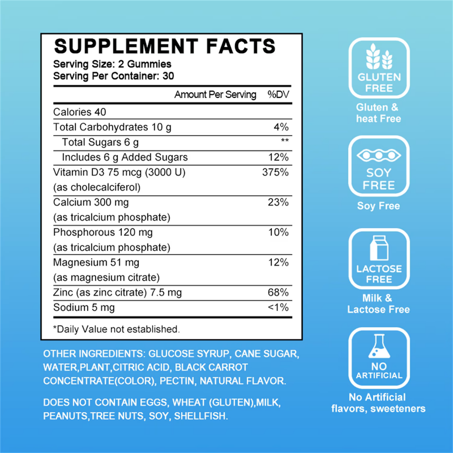 Calcium, Magnesium and Zinc Gummies with Vitamin D3 - Supports Bone Health & Immune Function - Dietary Vitamin Supplements for Women, Men(2 Pack)