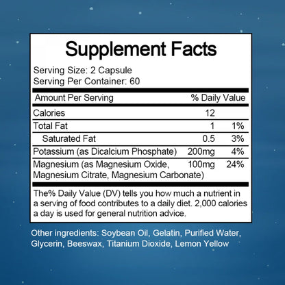Potassium Magnesium Supplement,Support Bone, Heart & Nerve Health, Non-GMO, Vegan, 120 Capsules