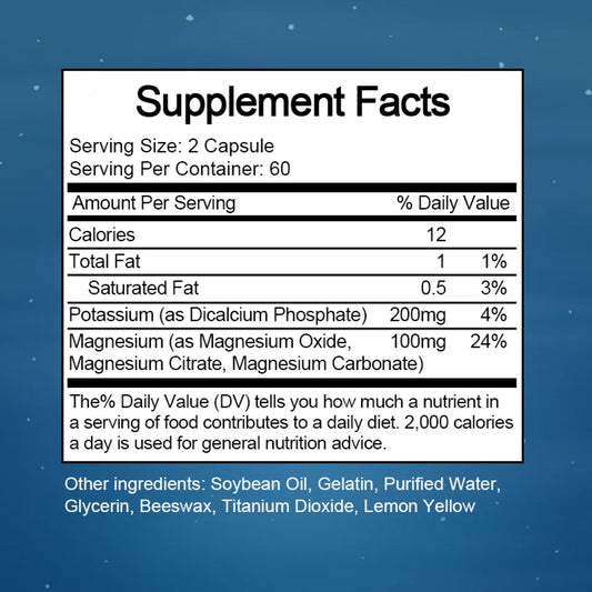 Potassium Magnesium Supplement,Support Bone, Heart & Nerve Health, Non-GMO, Vegan, 120 Capsules