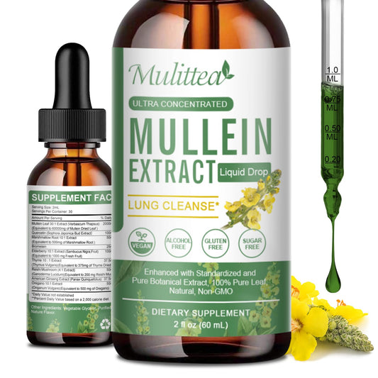Mullein Drops for Lungs – Vegan Herbal Tincture, 2 Fl Oz