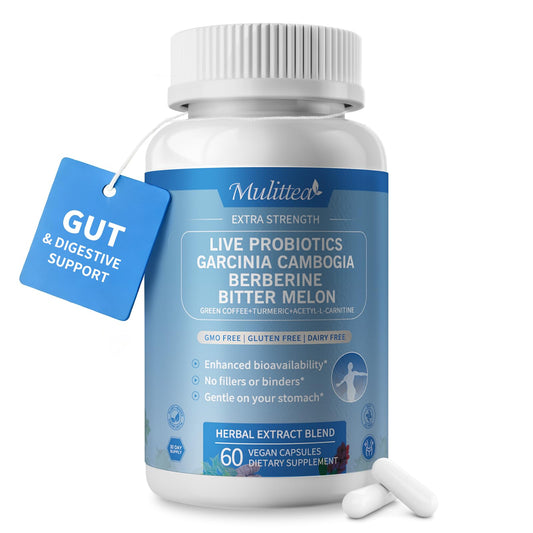 Ultimate 12-in-1 Gut Health & Metabolic Complex – with Akkermansia, Dihydroberberine & Probiotics | Digestion, Weight Support & Energy (60 Vegan Capsules)