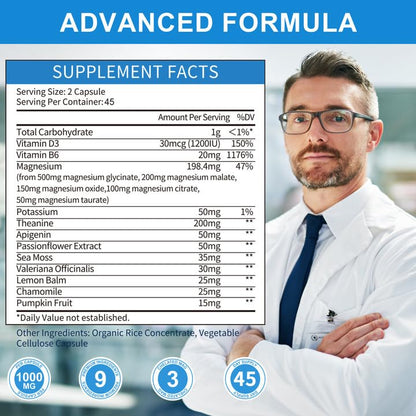 5-in-1 Magnesium Glycinate Complex | Stress, Sleep & Muscle Support – Vegan Capsules