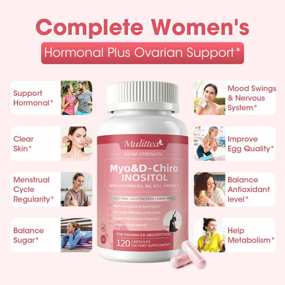 Mulittea Myo-Inositol & Chromium Complex – 14-in-1 Daily Blood Sugar & Metabolic Support for Women | 120 Capsules