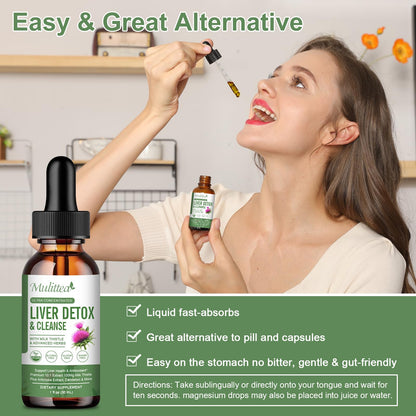 Liver Health Liquid Drops (2 Pack) – Potent Liver Detox & Repair with Artichoke, Milk Thistle (80% Silymarin), Dandelion, Turmeric & Berberine – 21 Herb-Nutrient Blend for Immune & Gut Support