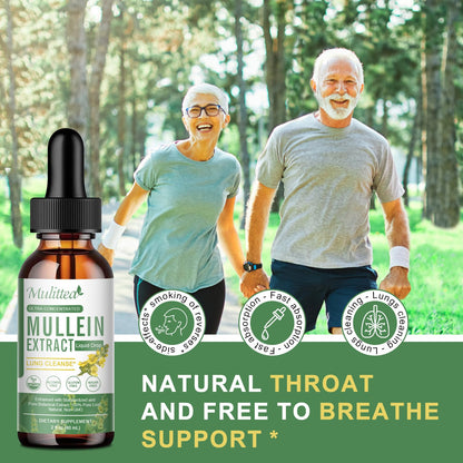 Mullein Drops for Lungs - Lung Cleanse & Detox- Vegan Mullein Leaf Extract Support Immune,Respiratory Digestive -9 Potent Herbal Supplement to Renew -As Liquid, Tincture
