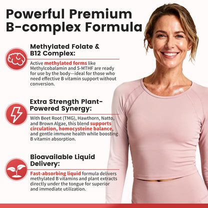 Mulittea Methylated B Complex Liquid Drops 5000 mcg B12 + 1000 mcg Folate – Sugar-Free Energy & Focus Supplement
