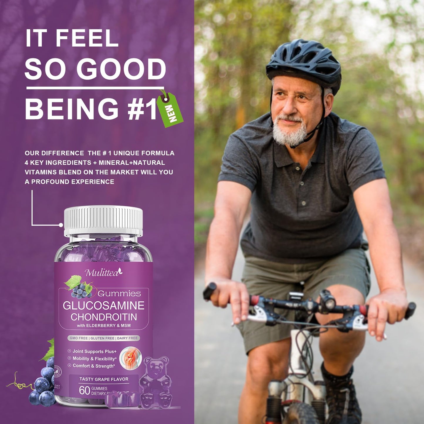 Glucosamine Chondroitin Gummies with MSM & Elderberry for Joint & Immune Support for Adults 2 Pack