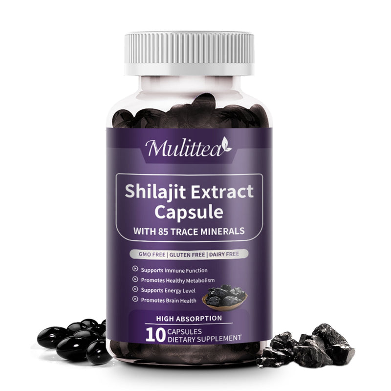 Mulittea Shilajit Capsules Shilajit Pure Himalayan Organic Supplement for Strength, Energy, Immunity With Fulvic Acid & Trace Minerals