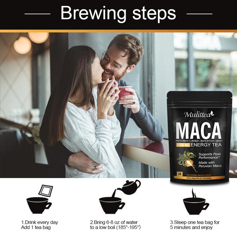 Mulittea Maca Herbal Extract Tea-bag Drink Tonics Erection Male Supplement for Power Potency Anti-fatigue Men's Sexsual Enhancer