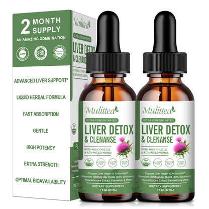 Liver Health Liquid Drops – 21-in-1 Herbal Liver Cleanse & Detox Support with Milk Thistle (80% Silymarin), Artichoke, Dandelion, Turmeric & Zinc – Alcohol-Free, Vegan, 2 Fl.oz