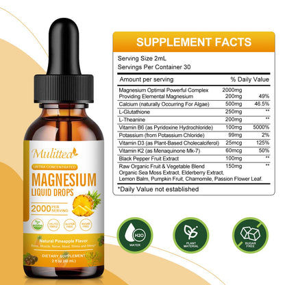 Magnesium 500mg Liquid Drops – High Absorption Formula for Relaxation & Sleep Support – Vegan & Sugar-Free